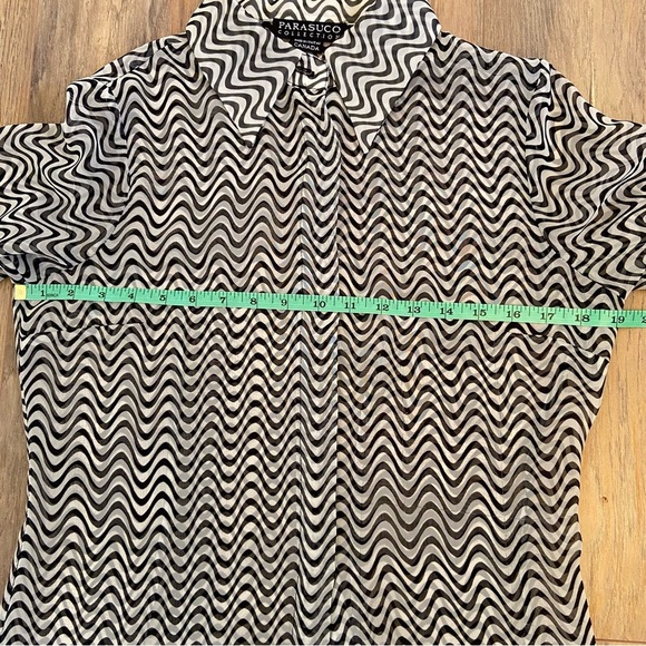 Parasuco Funky Black and White Striped Sheer Blouse - Picture 11 of 13